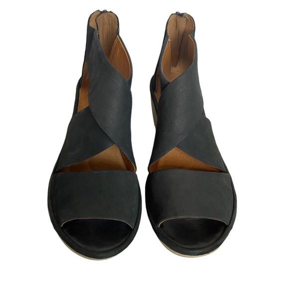 Clarks Artisan Clarene Glamour Black Suede Platform Wedge Sandal 7 - Picture 4 of 15